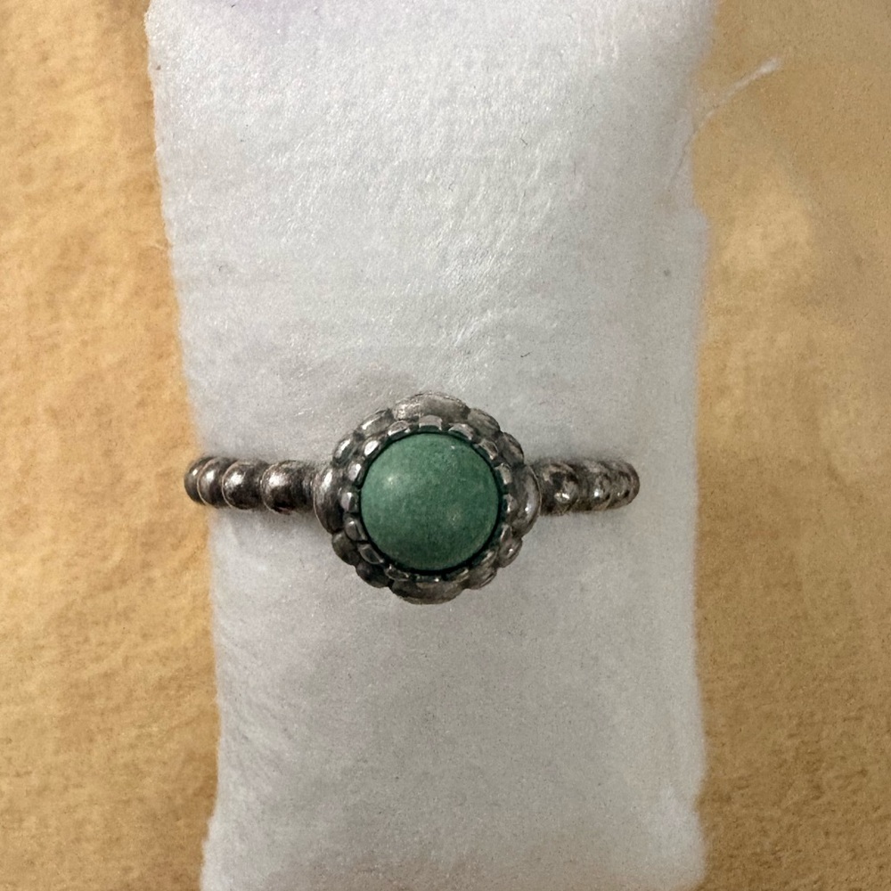 Pandora- RETIRED S .925 & Turquoise Birthday Blooms December Ring